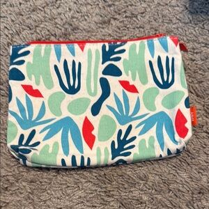 ipsy Red and Blue Cosmetic Bags with Abstract Design